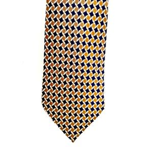 Christian Dior Silk Tie Blue Mustard Yellow Chic Party Office Suit Shirt Attire